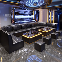 Ensemble de Meubles en Cuir Personnalisé pour Bar Karaoké KTV, Salon VIP Modulaire en U ou en L pour Boîte de Nuit