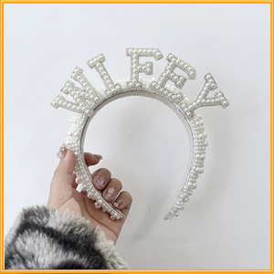 GRAD TRIBE BRIDE Couronne <span class=keywords><strong>de</strong></span> perles Bandeau <span class=keywords><strong>de</strong></span> mariage douche nuptiale Princesse diadèmes et couronnes accessoires <span class=keywords><strong>de</strong></span> cheveux <span class=keywords><strong>de</strong></span> mariée luxe mariage - Product Image 6