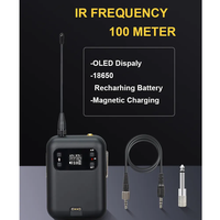 Micrófono Inalámbrico UHF Personalizado con Pantalla OLED Anti-interferencias, Recargable, 100 Canales, Rango de 50-100m para Transmisiones en Vivo