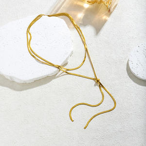 Стильное и элегантное двустороннее колье с эффектом премиум-класса, длинное и простое колье из нержавеющей стали, оптовая продажа от производителя - Product Image 3