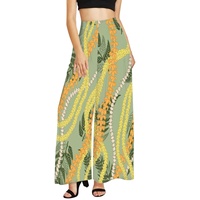 Nouveaux produits d'été personnalisation exclusive grande taille pantalon à jambes larges Hawaii Lei imprimer à la demande taille haute pantalon à jambes larges femmes