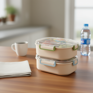 Stainless Steel <b>Lunch</b> <b>Box</b> 1-3L 2 <b>Compartments</b> With Lid Stackable Bpa Free Rectangle M Size - Product Image 2