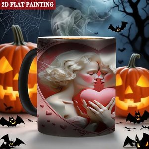Frosted Black 11oz <b>Ceramic</b> <b>Mug</b> Heat Activated Cup For Festival Souvenir - Product Image 6