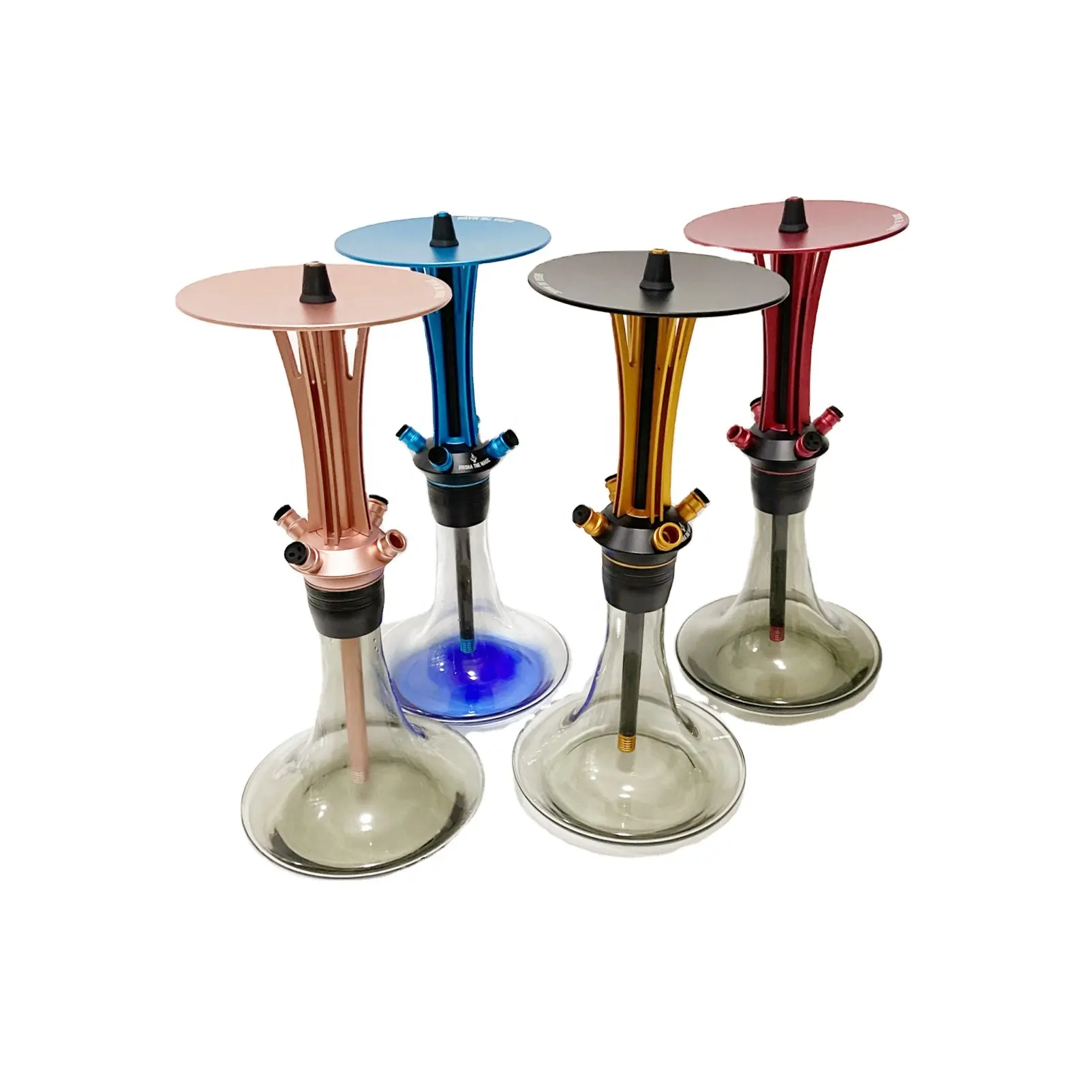 Conector de base de manguera giratoria para cachimba shisha, con jarrón de vidrio, accesorios para narguile, 4 unidades, novedad de 2021