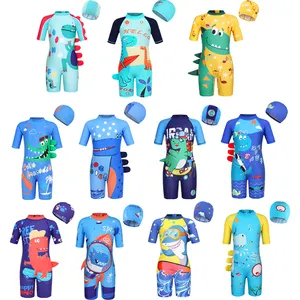 Wholesale Kids Bathing Suit 2pcs Swimsuit Swim Jumpsuit Children Girls Toddler 3D Dinosaur Costumes Boy Swimwear With Hat 3-7T