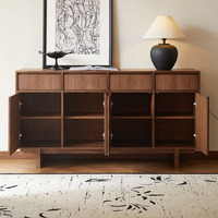 Buffet en bois couleur noyer, style nordique, meuble de rangement pour la maison, élégant, léger et luxueux pour le salon