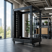 Rack de serveur en aluminium Starlink à 4 poteaux, cadre ouvert, 19 pouces, sur roulettes