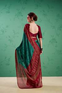 Blusa de Seda con Estampado Tradicional Rangoli para Saree, con Bonitos Bordes, para Fiestas, Venta al Por Mayor - Product Image 5