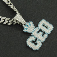 Pendentif en argent sterling 925 avec lettres capitales en émail glacé et moissanite, personnalisable, style hip-hop, avec anneau de suspension personnalisé