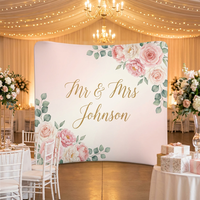 Support de toile de fond incurvé en tissu avec cadre en aluminium, personnalisable pour photomaton, décoration de mariage, de remise de diplôme ou de fête