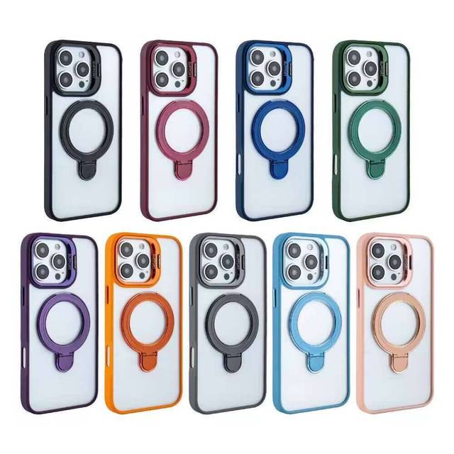 360 Metal Stand Magnetic for iPhone 17 Air Case Wireless Charging With Camera Protection for iPhone 11 12 13 14 15 16 Pro Max