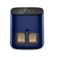 Friteuse à air numérique intelligente avec écran LED, 3 options de taille (3L/5L/7L), fenêtre transparente et système de chauffage par le haut et par le bas, écran LCD