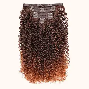 Synthetic Afro Kinky Curly Clip In Hair Extensions 7pieces 140g For Full Head Japanese Heat Resistance Fiber Synthetic Hair