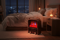 Cheminée électrique autoportante en métal 2000W avec effet de flamme LED, thermostat réglable, protection contre la surchauffe, style moderne pour hôtel
