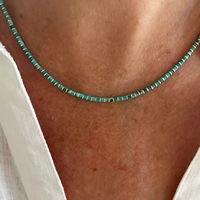 Collier ras du cou court bohème en perles turquoise, collier unique réglable en pierre naturelle, bijoux pour femmes, cadeaux pour femmes et hommes
