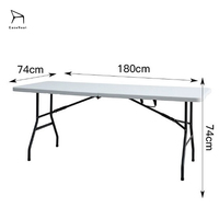 Table pliante moderne en plastique pour l'extérieur, robuste, durable, portable, idéale pour la restauration, les cours, les parcs et les jardins.