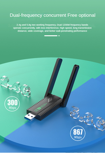1200Mbps Wifi USB <span class=keywords><strong>Adapter</strong></span> Dual Band 2.4g + 5GHz Wi-Fi Dongle Receiver USB3.0 tốc độ cao không dây Card mạng điều khiển miễn phí - Product Image 6