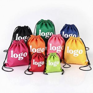 Wholesale Custom Logo Promotional Polyester Nylon <b>Drawstring</b> 30cm Shop and Backpack Draw String <b>Bags</b> - Product Image 1