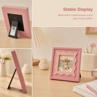 Porte-photo décoratif rose pour bureau avec cadre intérieur découpé ondulé, décoration de chambre d'enfant, cadeau, cadre photo