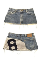 Jupes courtes en jean pour femmes avec patchwork de lettres, tendance, poche zippée, mini-jupes Y2k pour femmes