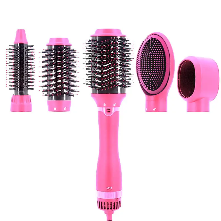 secador de pelo 5 en 1 rosa 1000W cepillo secador blowout blow hair dryer brush Tools hot air brush comb drying styler 5 in 1
