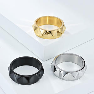 Men's Pyramid Titanium Steel <b>Ring</b> Gold Black Silver Color Jewelry Gift Fashion <b>Rings</b> - Product Image 1