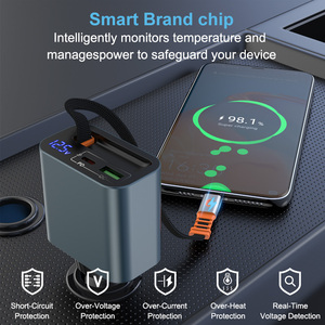 Adaptador de Cargador USB para Auto con Protección de Seguridad, Cable USB-C de Nailon Integrado de 35W, Carga Rápida - Product Image 5