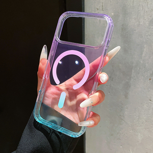 Coque de téléphone magnétique transparente à dégradé coloré <span class=keywords><strong>pour</strong></span> iPhone 18 Pro Max 17 16 15 14, design <span class=keywords><strong>fantaisie</strong></span>, compatible avec la charge sans fil - Product Image 5