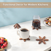 Ensemble de dessous-de-verre en bois en forme d'arbre pour table basse, cuisine, dessous-de-verre en bois, dessous-de-plat en bois