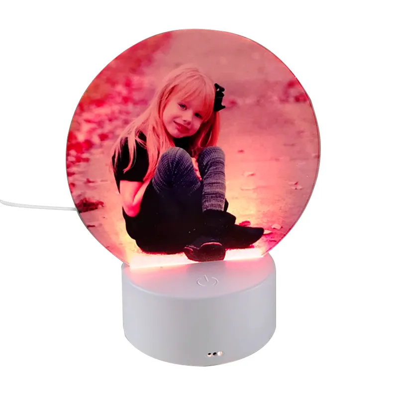 Cadre photo en acrylique personnalisé par sublimation, lumière LED, couleur changeante, lampe de nuit avec 15 couleurs