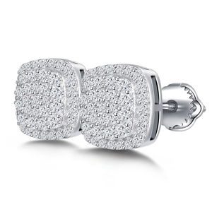 أقراط مربعة عصرية للبيع بالجملة بتصميم جديد من الفضة الإسترلينية S925 جوهرة مويسانيت فاخرة للنساء أقراط مرصعة - Product Image 1