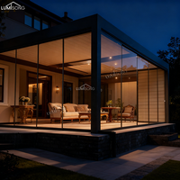 Pergola motorisée intelligente 4x6m en aluminium thermolaqué, toit à lames orientables, étanche, résistante au vent, système de commande à distance LED, pour jardin