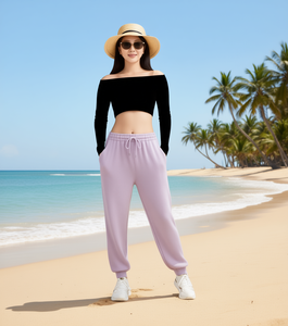 Pantalon Harem Tricoté Femme J736 Taille Mi-Haute Cordon de Serrage Coupe Ample Longueur Entière Couleur Unie Décontracté Été Respirant - Product Image 2