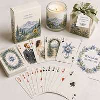 Jeu de cartes personnalisé pour mariage sur le thème des fleurs sauvages du Colorado, portrait de couple en aquarelle, texture en lin fin