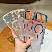 Étui de luxe magnétique transparent à rayures ondulées pour iPhone 17 Air 17 16 15 14 Plus 18 13 12 11 Pro Max