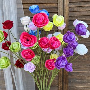 Bouquet de roses artificielles en soie, 6 pièces, décorations de table de mariage, décoration de la maison, accessoires d'extérieur - Product Image 1