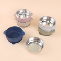 Vente chaude Base antidérapante en acier inoxydable bébé bol micro-ondes pour enfants Non toxique Durable Silicone à l'extérieur bébé alimentation
