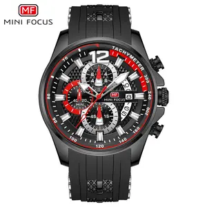 MINI FOCUS 0350 2024 Fashion Men's Watches Luxury Quartz Waterproof Sports Clock Wristwatch Relogio Masculino Red Silicone Strap