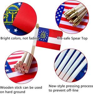 Poliéster logotipo personalizado Georgia miniatura palo de mano en miniatura portador de bandera sostiene ondeante bandera con poste de plástico o madera - Product Image 6