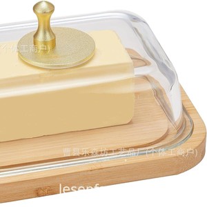 จานเนยไม้ไผ่พร้อมฝาครอบอะคริลิกสำหรับเสิร์ฟชีสและขนมปัง - Product Image 1