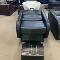 Chaise de lavage de cheveux ergonomique inclinable avec accoudoirs métalliques, station de shampoing commerciale avec bac profond pour salon de beauté