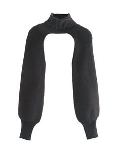 Nouvelle mode pour femmes et filles, choker, haut <span class=keywords><strong>à</strong></span> manches longues <span class=keywords><strong>en</strong></span> tricot, col haut, couleur unie, super court, automne-hiver, pull <span class=keywords><strong>en</strong></span> tricot - Product Image 3