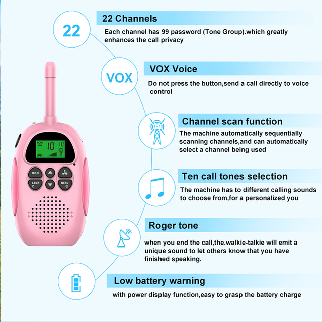 22 Channels 3 KM Wireless Long Range Handheld Walkie Talkie Set Outdoor for Radio Transceiver Interphone Toy for Birthday Gifts