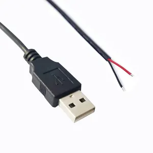 22AWG 2 Pin USB 2.0 Type a USB to Open PVCPower Charging Wires bare pigtal kabel