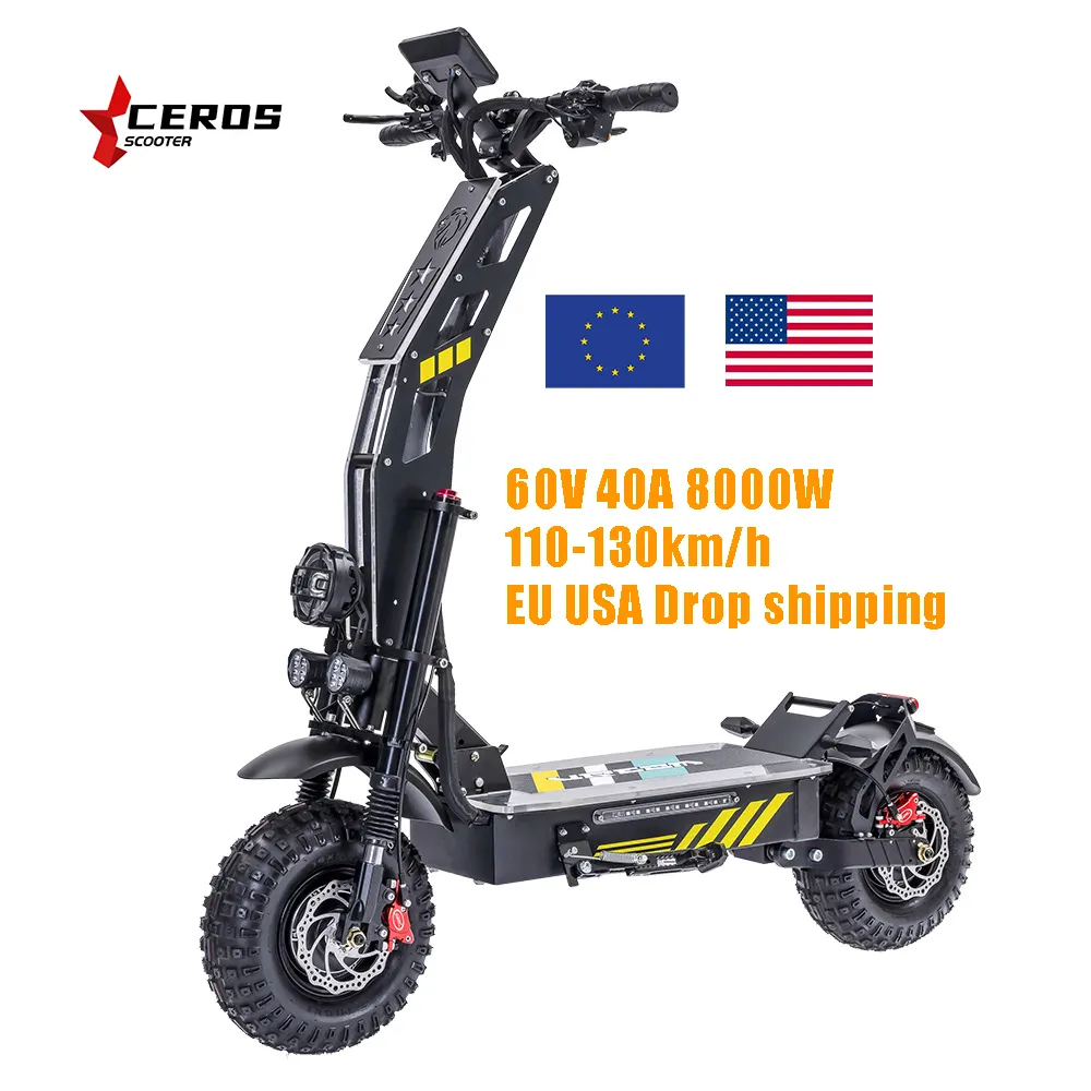 Ceros T116 artı yüksek güç 60V 05A hızlı hızlı elektrikli Scooter 8000w Off Road 14 inç yüksek kalite yetişkin hızlı elektrikli Scooter