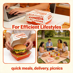 Caja de Cartón para Hamburguesas y Papas Fritas, Contenedor Desechable para Comida Rápida, Impresión Personalizada, Alta Calidad, Venta al Por Mayor - Product Image 6