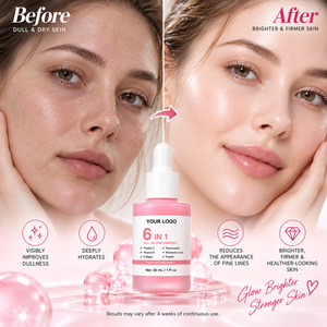 Siero Viso 6 in 1 con Marchio Privato, Acido Ialuronico, Vitamina C, Niacinamide, Peptidi, Anti-Età, Illuminante e Riparatore - Product Image 3