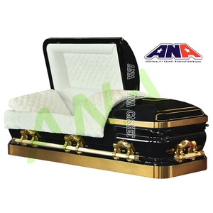 ANA Ataúd funerario de nuevo diseño Cepillo Ataúd de metal interior de terciopelo Lila