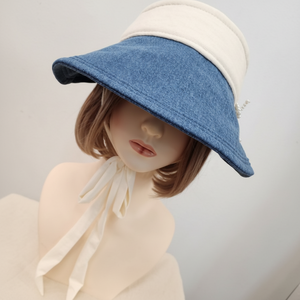 Cappello da sole sportivo in Denim pieghevole in pizzo da donna - Product Image 1