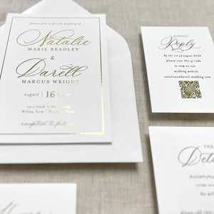 Invitaciones Clásicas con Lámina Dorada, Invitaciones <span class=keywords><strong>de</strong></span> Boda Sencillas, Exquisito Regalo para Invitar a un Boda, para una Recepción <span class=keywords><strong>de</strong></span> Boda Moderna - Product Image 1